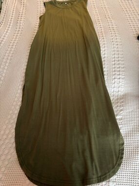 Olive Green Sleeveless Maxi Dress w/ Pockets